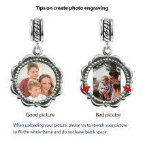 925 Sterling Silver Personalized Photo Dangle Charm Bead for European Charm Bracelets