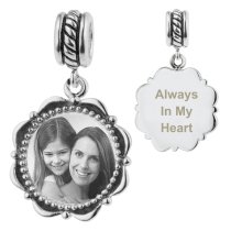 925 Sterling Silver Personalized Photo Dangle Charm Bead for European Charm Bracelets
