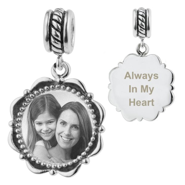 925 Sterling Silver Personalized Photo Dangle Charm Bead for European Charm Bracelets