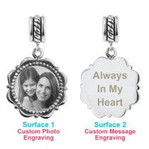 925 Sterling Silver Personalized Photo Dangle Charm Bead for European Charm Bracelets