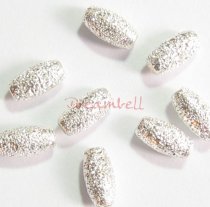 10x STERLING SILVER OVAL RICE LASER STARDUST BEAD 3MMX6MM