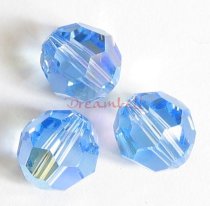 12x Swarovski Crystal Elements Round Faceted 5000 Light Sapphire AB 6mm