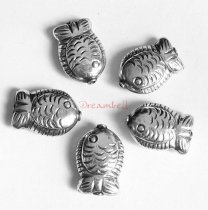 1x Sterlling Silver Fish Spacer Tube Bead 16mm