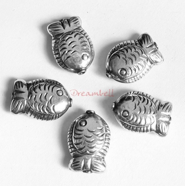 1x Sterlling Silver Fish Spacer Tube Bead 16mm