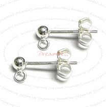 2x 925 Sterling Silver 3mm Ball Stud Earring Loop Post
