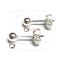 2x 925 Sterling Silver 4mm Ball Stud Earring Loop Post