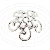4x Bright Sterling Silver Flower Bead Cap 9.5mm