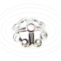 6x Sterling Silver Heart Filigree Cap 7.5mm