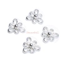 4x Sterling Silver Flower Chandelier Link Bead Connector