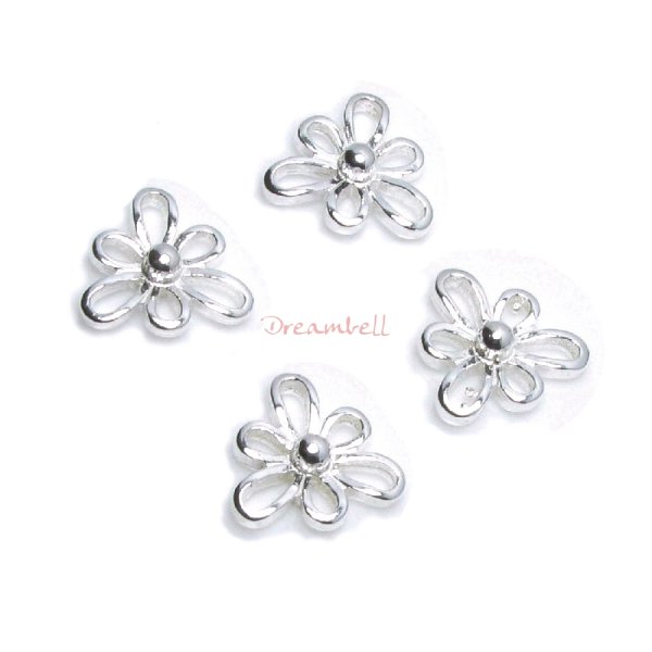 4x Sterling Silver Flower Chandelier Link Bead Connector