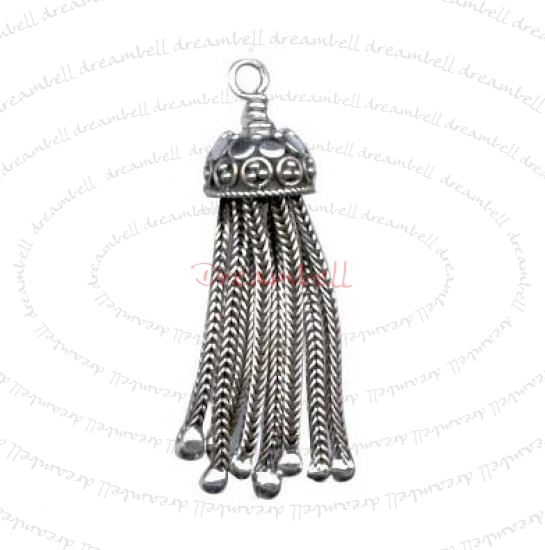 1x Bali Sterling Silver Necklace Charm Tassel Dangle Bead