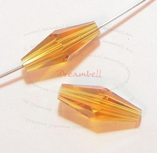 4x Swarovski Crystal Elements Vintage 5205 Topaz Bicone 15mm