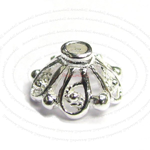 6x Sterling Silver Filigree Bead Round Caps 7.7mm