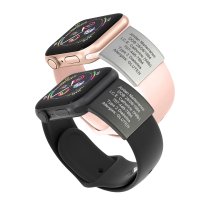 Personalized Medical Alert Id Tag for Apple Watch, Laser Engraved Safety Plate for Fitness & Runners Custom Wristband Tag for Sport Smartwatch- Black