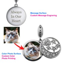925 Sterling Silver Personalized Color Photo Custom Text Engraving Moon Star Dangle Charm Bead for European Charm Bracelets