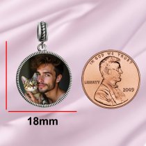 925 Sterling Silver Personalized Custom Color Photo Picture Engraved Text Laser Picture Message Dangle Charm Bead for European Charm Bracelets