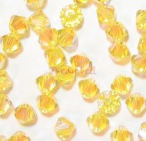 24x Swarovski Elements Bicone Crystal 5301 Light Topaz 4mm AB 2x