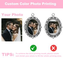 Qina C. Wedding Bouquet Photo Charms Groom Boutonniere Pins For Bride Custom Pins Memorial Gifts Bridal Shower Graduation Bachelor Party Men Women (Gold-tone: Photo w/ Designs (Oval))