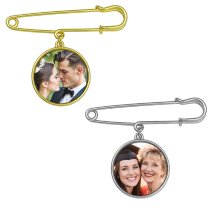 Wedding Bouquet Photo Charm Pin Custom UV Color Picture charms for bridal bouquet boutonniere pins for Bride Groom Memory Funeral Mom Dad Men Women