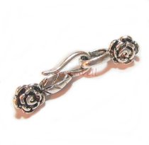 1x STERL SILVER FISH HOOK EYE ROSE FLOWER CLASP