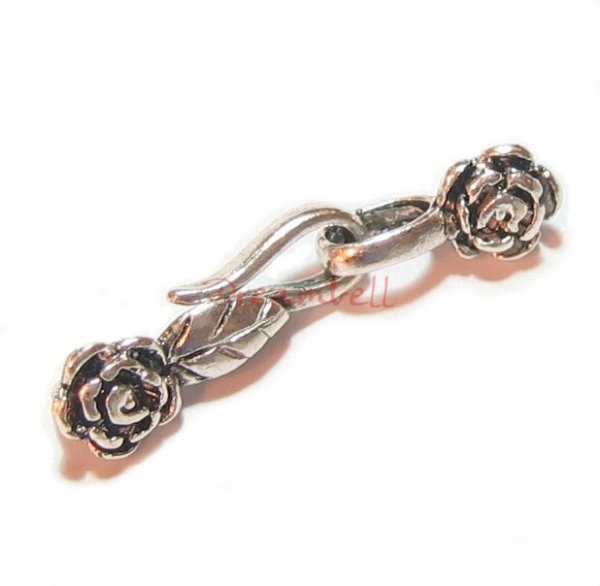 1x STERL SILVER FISH HOOK EYE ROSE FLOWER CLASP