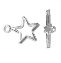 1x Sterling Silver Twinkle Star Toggle Clasp Bead