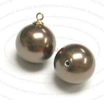2x Swarovski crystal 5818 Brown Pearl ROUND half drilled 12mm