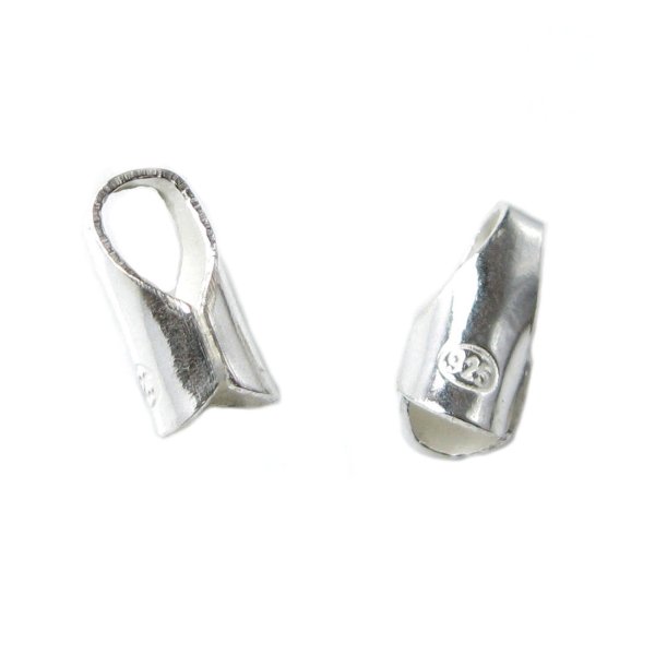 10x Sterling Silver Round End Cap for 2mm Leather Bead Cord