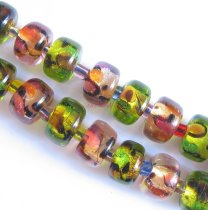 8x Romance Fused Lampwork Glass Golden Mediterranean color