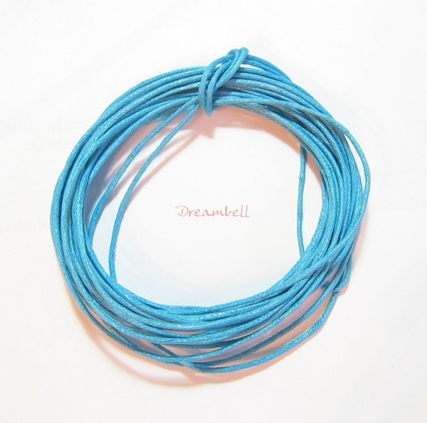5 YARDS WAXED COTTON BEAD STRINGING CORD 1MM Turquoise Blue