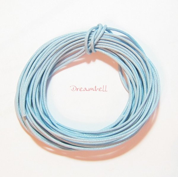 5 YARDS WAXED COTTON BEAD STRINGING CORD 1MM Light Blue