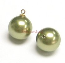 4x Swarovski crystal 5818 Light Green Pearl ROUND half drilled 8mm
