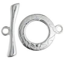 1x Bright Sterling silver Toggle Clasp Bead 15mm