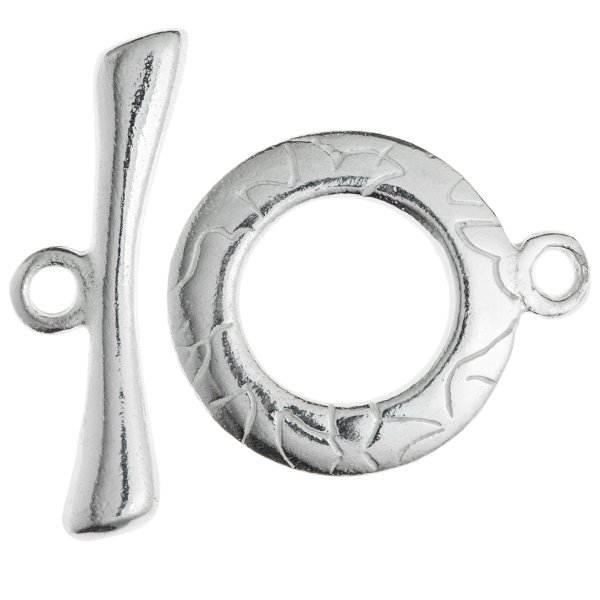 1x Bright Sterling silver Toggle Clasp Bead 15mm