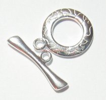 1x Bright Sterling silver Toggle Clasp Bead 15mm
