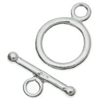 1x Bright Sterling silver Toggle Clasp Bead 9mm