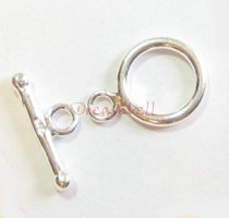 1x Bright Sterling silver Toggle Clasp Bead 9mm