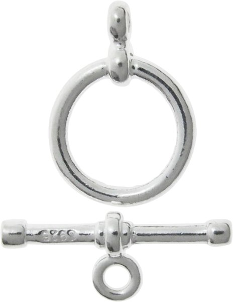 1x Sterling Silver Bead Toggle Clasp | 12.7mm Bar & 9mm Ring | Bright Polish