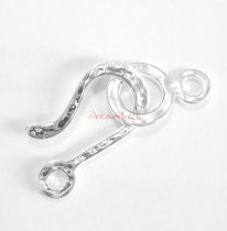 1x HUGE Sterling Silver HAMMERED Fish Hook Eye Clasp