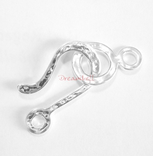 1x HUGE Sterling Silver HAMMERED Fish Hook Eye Clasp