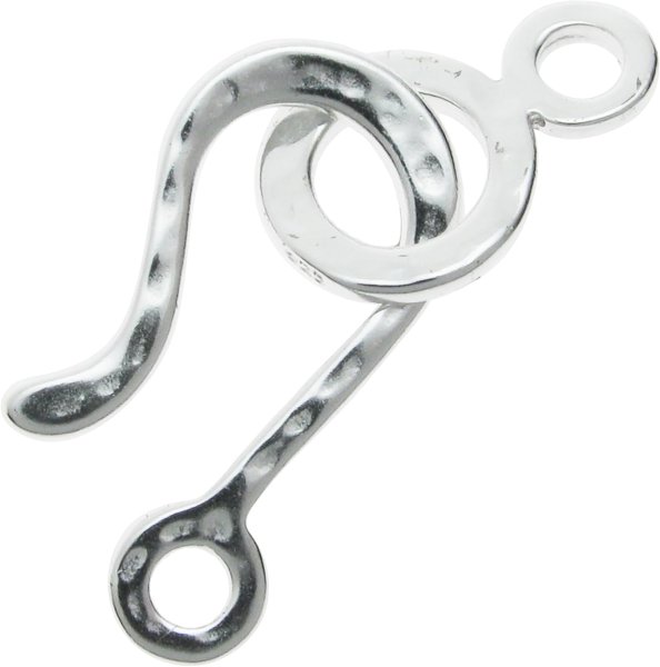 1x Large Hammered Sterling Silver Fish Hook Clasp | 23mm Artisan Jewelry Closure