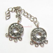 1x Sterling Silver Hook & eye Clasp with 4 strand Reducers
