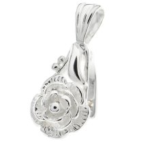 1x STERLING SILVER ROSE Bail Pendant Clasp Connector Slide