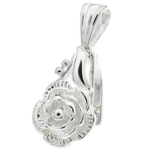 1x STERLING SILVER ROSE Bail Pendant Clasp Connector Slide