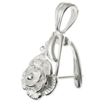 1x STERLING SILVER ROSE Bail Pendant Clasp Connector Slide