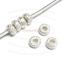 20x Sterling Silver Round Laser Stardust Rondelle 3mm x 2mm