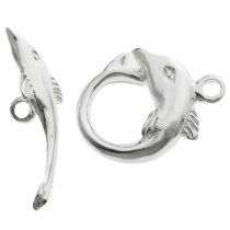 1x Sterling silver Dancing Dolphin Bead Toggle Clasp 16mm Heavy