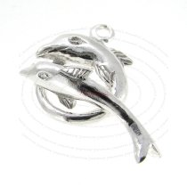 1x Sterling silver Dancing Dolphin Bead Toggle Clasp 16mm Heavy