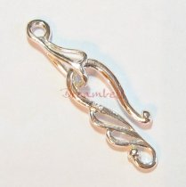 1x Bright Sterling Silver S Flower Hook Eye Bead Clasp 34mm