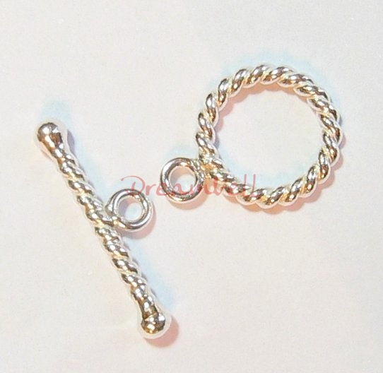 1x Sterling Silver Toggle Twist ROPE Toggle CLASP 12mm